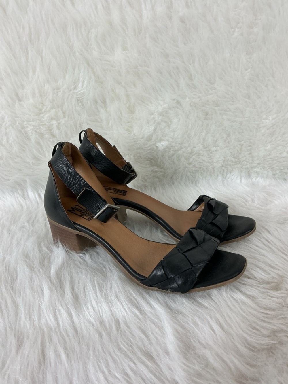 Miz Mooz Black Leather Saba Heeled Sandals EU 41 US 9.5-10